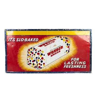 1950s 73" Wonder Bread SS Tin Advertising Sign. Hard to come by 1950s Wonder Bread single sided 
