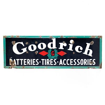 Goodrich Batteries Tires SSP Advertising Sign. "Goodrich Batteries Tires Accessories" single 