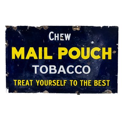 Mail Pouch Tobacco SSP Advertising Sign. Chew Mail Pouch Tobacco single sided porcelain 