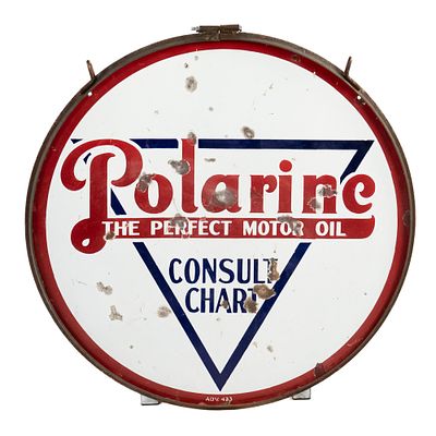 30" Polarine Consult Chart DSP Advertising Sign. "Polarine Consult Chart" the Perfect Motor Oil 