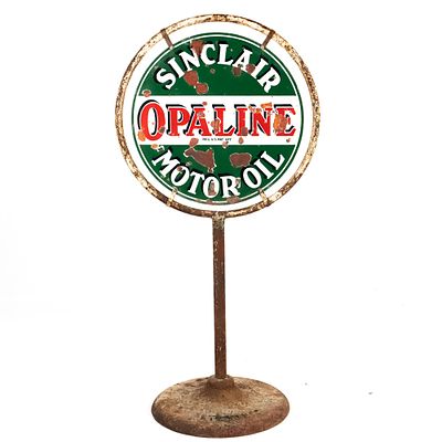 Sinclair Opaline Lollipop DSP Advertising Sign. Iconic Sinclair Opaline Motor Oil double sided 
