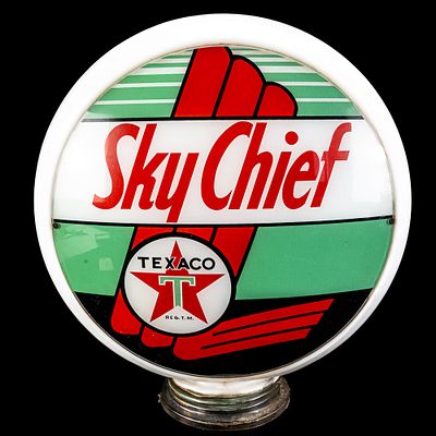 18" Sky Chief Glass Gas Advertising Globe. 18" (stands)Sky Chief advertising glass gas globe. 