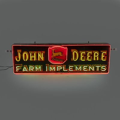 72" Black John Deere Neon Advertising Sign. Attractive BLACK John Deere Farm Supplements hanging 
