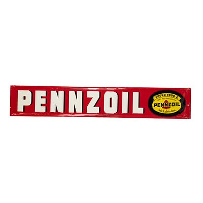 Pennzoil Sound Your Z SST Embossed Tin Sign. "Pennzoil Sound Your Z" single sided embossed tin 