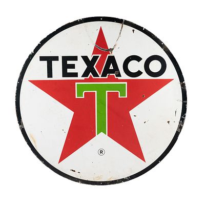 72" Texaco DSP Porcelain Advertising Sign. Seldom found 6 foot or 72" Texaco porcelain double 