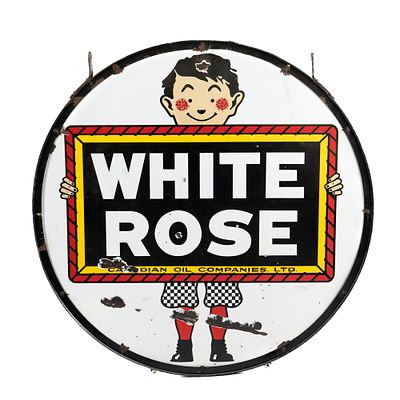 48" White Rose DSP Porcelain Advertising Sign. 48" White Rose double sided porcelain advertising 