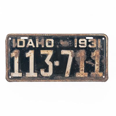 Idaho 1931 License Plate. # 113-711 in fair original condition with surface rust. See pics. From 