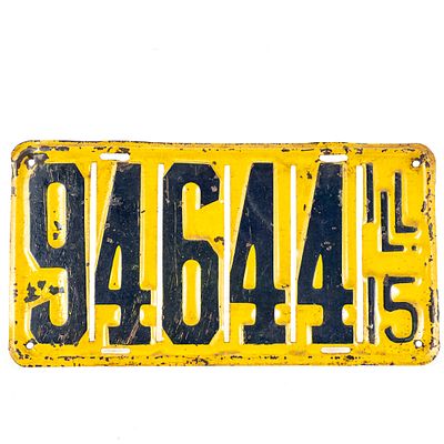 Illinois 1915 License Plate - Front Plate. # 94644 front plate in fair to good original 
