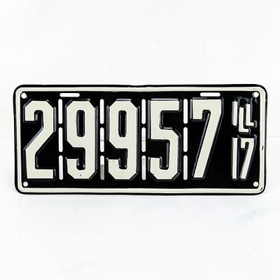 Illinois 1917 Front License Plate. # 29957 high quality repaint front plate in good condition. 