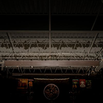 Industrial 12-Foot LED Ticker Main Theatre Lobby. This is a substantial industrial-grade LED 