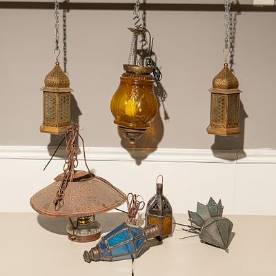 Vintage Moroccan & Turkish Style Lamps (7). This eclectic collection showcases the intricate 