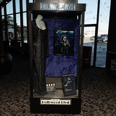 Glass Display Showcase. Side entrance lighted glass display case in good condition. Measures 82" 