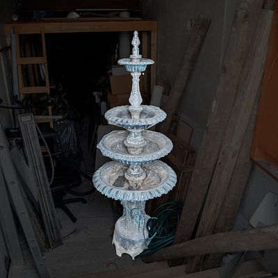Four Tiered Cast Iron Water Fountain (Roof). Originally acquired from Old Chicago Amusement Park 