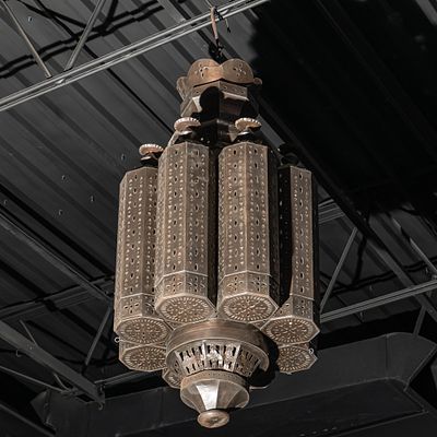 Large Moorish Style Hanging Light Fixture. Large Moorish style hanging light fixture made of 