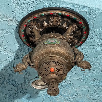 Moorish Style Ceiling Light Fixture. Moorish style pierced brass ceiling mount light fixture in 