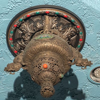 Moorish Style Ceiling Light Fixture. Moorish style pierced brass ceiling mount light fixture in 