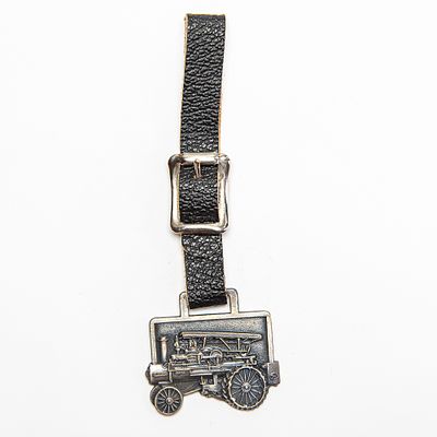 Vintage Watch FOB - RUSSELL & CO "THE BOSS". With leather strap.Pre-owned. Dents, dings 