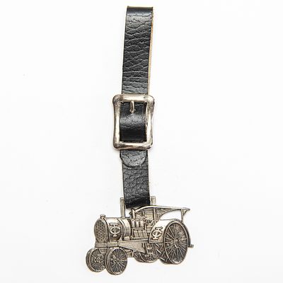 Vintage Watch FOB - MINNEAPOLIS TWIN CITY TRACTOR. With leather strap.Pre-owned. Dents, dings 