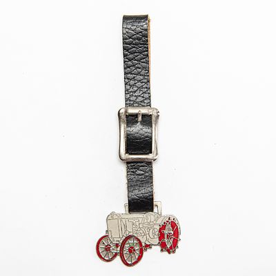 Vintage Watch FOB - MINNEAPOLIS TWIN CITY TRACTOR. With leather strap.Pre-owned. Dents, dings 