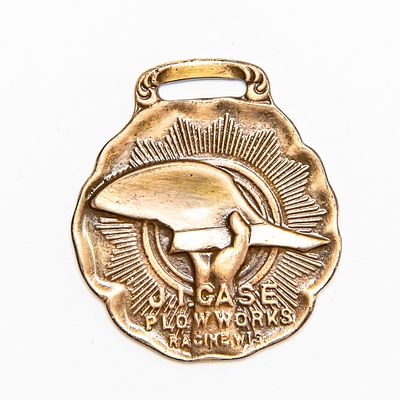 Vintage Watch FOB - J I CASE PLOW WORKS. Pre-owned. Dents, dings, scratches and other damage may 