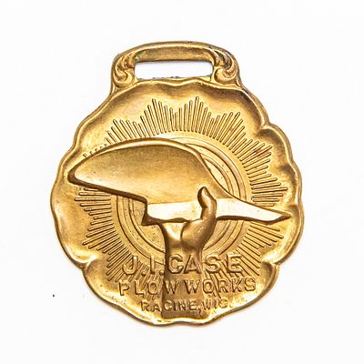 Vintage Watch FOB - J I CASE PLOW WORKS. Pre-owned. Dents, dings, scratches and other damage may 