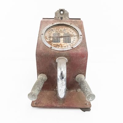 Coin Op Counter Model Strength Tester. Item is in poor condition with paint missing, rust and 