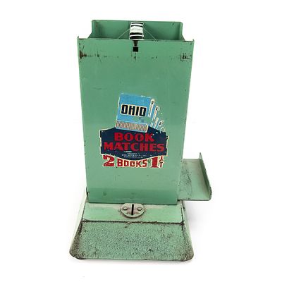 One Cent Ohio Match Book Vendor Machine. A counter top model looks to be original and complete 