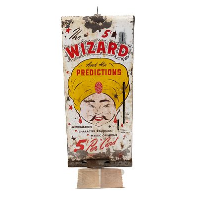 Coin Op 5 Cent "Wizard". Another very unusual, wall mount, prediction and fortune card vending 