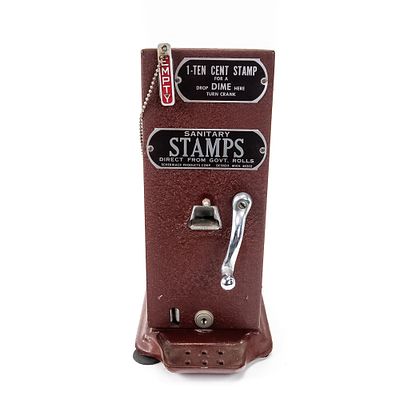 Schermack 10 Cent Stamp Vending Machine. A counter model, art deco looking, stamp machine with a 