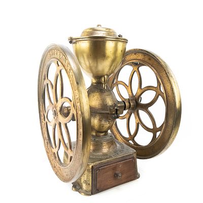 Antique Enterprise Mfg Co Cast Iron Coffee Grinder, Philadelphia, double-wheel cast iron 