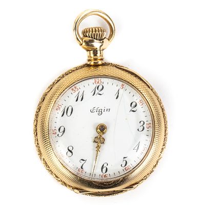 Ladies 14k Elgin Fancy Dial Pocket Watch. Attractive Ladies Elgin Fancy Dial pocket watch with a 