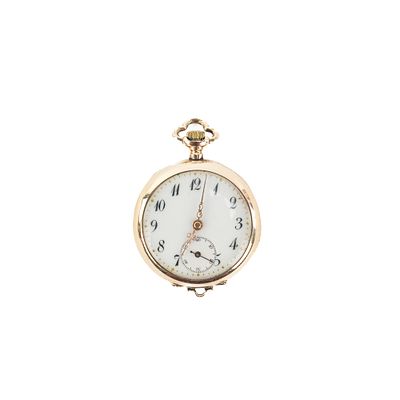 Ladies 14k Fancy Dial Pocket Watch. Attractive Ladies Fancy Dial pocket watch with second dial 
