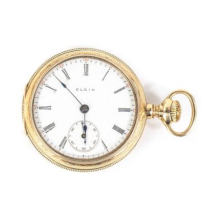 Ladies 14k Elgin Fancy Dial Pocket Watch. Attractive Ladies Elgin Fancy Dial pocket watch with 