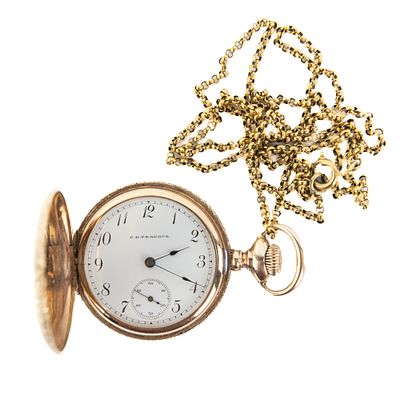 Ladies 14k C.D Peacock Pocket Watch w Hunters Case. Ladies C.D. Peacock Fancy Dial pocket watch 