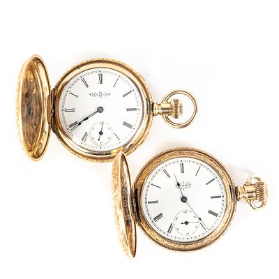 Illinois & Elgin Pocket Watches w Hunters Case. Featuring Illinois & Elgin Fancy Dial pocket 