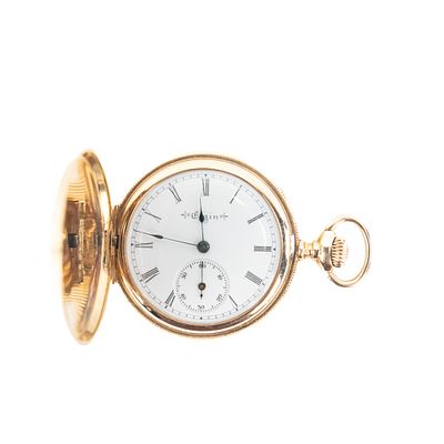 Ladies Elgin Fancy Dial Pocket Watch w 14k Hunter. Beautiful ladies Elgin Fancy Dial pocket 