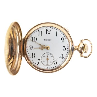Ladies Elgin 14k Hunter w Fancy Dial Pocket Watch. Elegant ladies Elgin FANCY DIAL pocket watch 