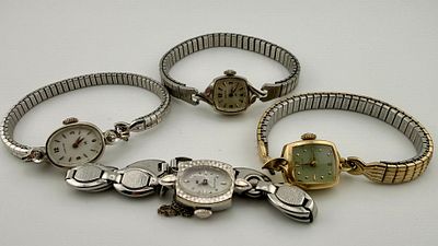 (4) Vintage Ladies Hamilton 14k Wrist Watches. Collection showcases four vintage Ladies 