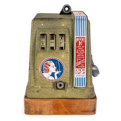 Coin Op 1 Cent "Ginger"Trade Stimulator. Coin operated, counter top, 3 reel trade stimulator 
