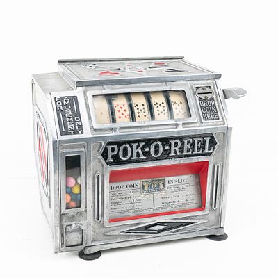 1932 Coin Op POK-O-REEL Trade Stimulator. A very nice original example of the Pok-O-Reel 