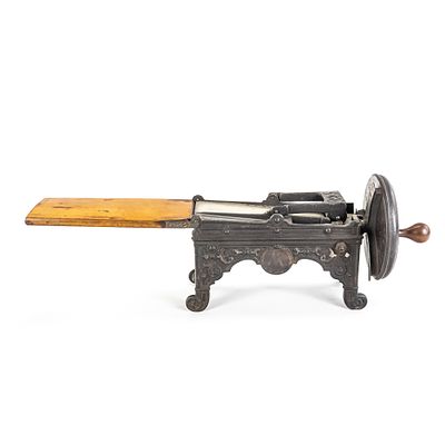 Antique Cast Iron Tobacco Cutter, designed to shred or cut tobacco leaves and plugs into 