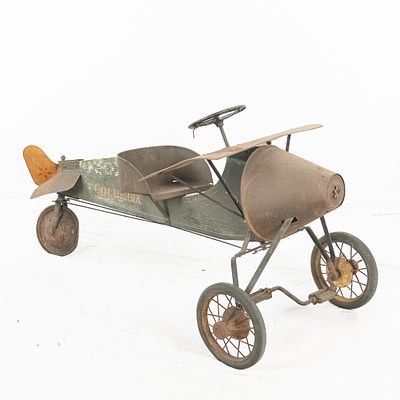 Rare Child's Wood Airplane Pedal Car. This is an early pedal airplane manufactured by Gendron 
