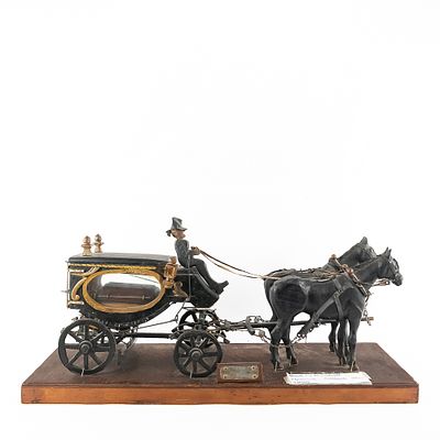 Marshall Fleming Folk Art Horse Drawn Hearse. Highly detailed folk art hearse by Marshall 