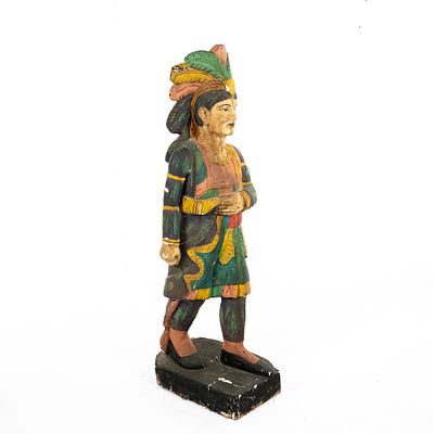 Cigar Store Advertising Wood Indian. Believed to be old. Gesso over wood. Has been repainted 