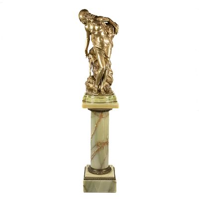 Mathurin Moreau "1822-1912" French Artist. Bronze Sculpture depicting nude along the rocks that 