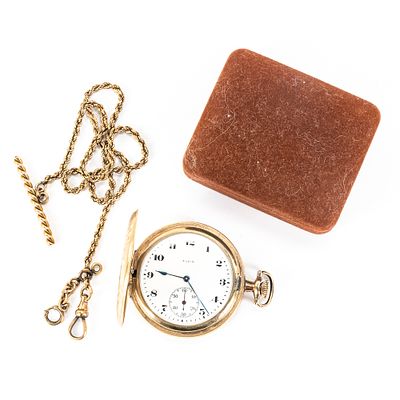 Elgin 20 Year Warranted Pocket Watch wHunters Case. Vintage Elgin 20 years warranty gold filled 