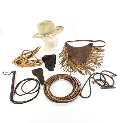 Stetson Star West & Western Leather Lot. This authentic cowboy collection features a Stetson 