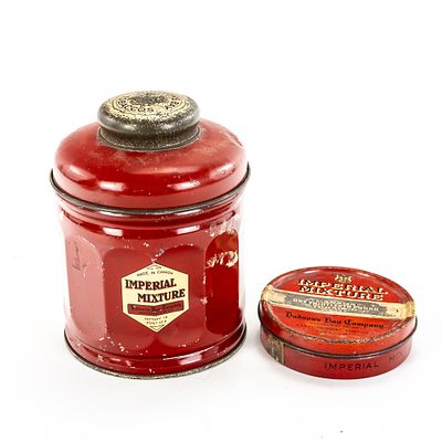 Vintage Hudson's Bay Tobacco Tin Lot. This lot features two mid-century Canadian tobacciana 