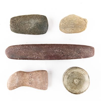 Native American Lithic Artifact Group (5). This collection features an impressive variety of 