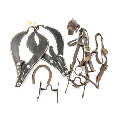 Antique Horse Bits, Bridles & Tack Lot. This diverse collection of vintage equestrian gear 